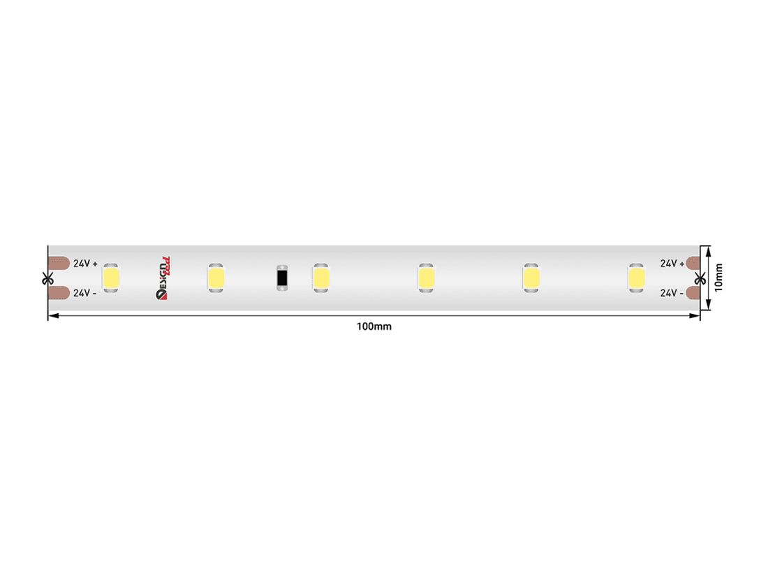 Светодиодная лента 24В SMD 2835, вид сверху