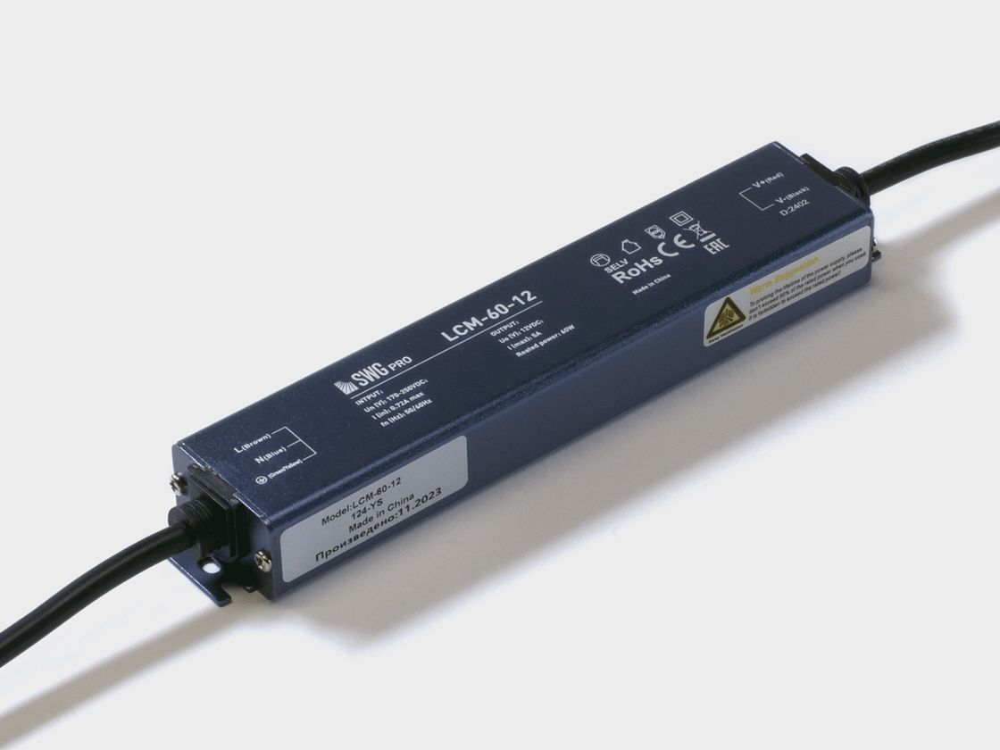 Сверхтонкий блок питания SWG PRO LCM-60-12, черный корпус