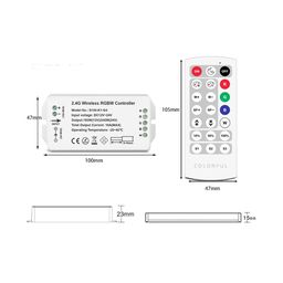 Контроллер RGBW, 2.4G с пультом, 21 кноп., DC12/24V, <16A(MAX), SW-RGBW-2.4G-16A