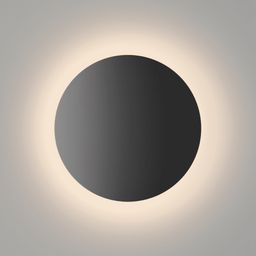 Круглый настенный светильник черный, теплое свечение вокруг
