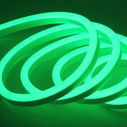 Зелёная неоновая лента SWG, светящаяся бухта на фоне