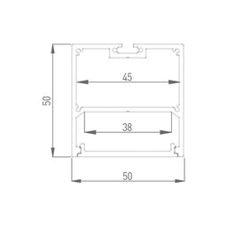 Чертёж сечения профиля LS 5050, размеры 50×50